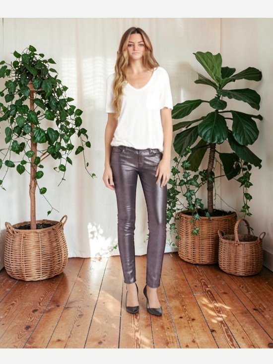 7 For All Mankind Pants - 7 For All Mankind Metallic
Coated Skinny Shimmer
Jeans Sz 28